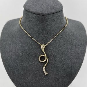 18K Gold Plated over 925 Solid Sterling Silver Snake Pendant Necklace